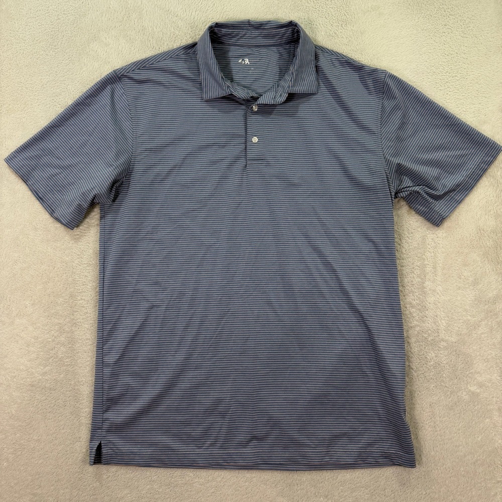 Onward Reserve Men XL Performance Polo Shirt Blue Pink Striped Short Sleeve Logo